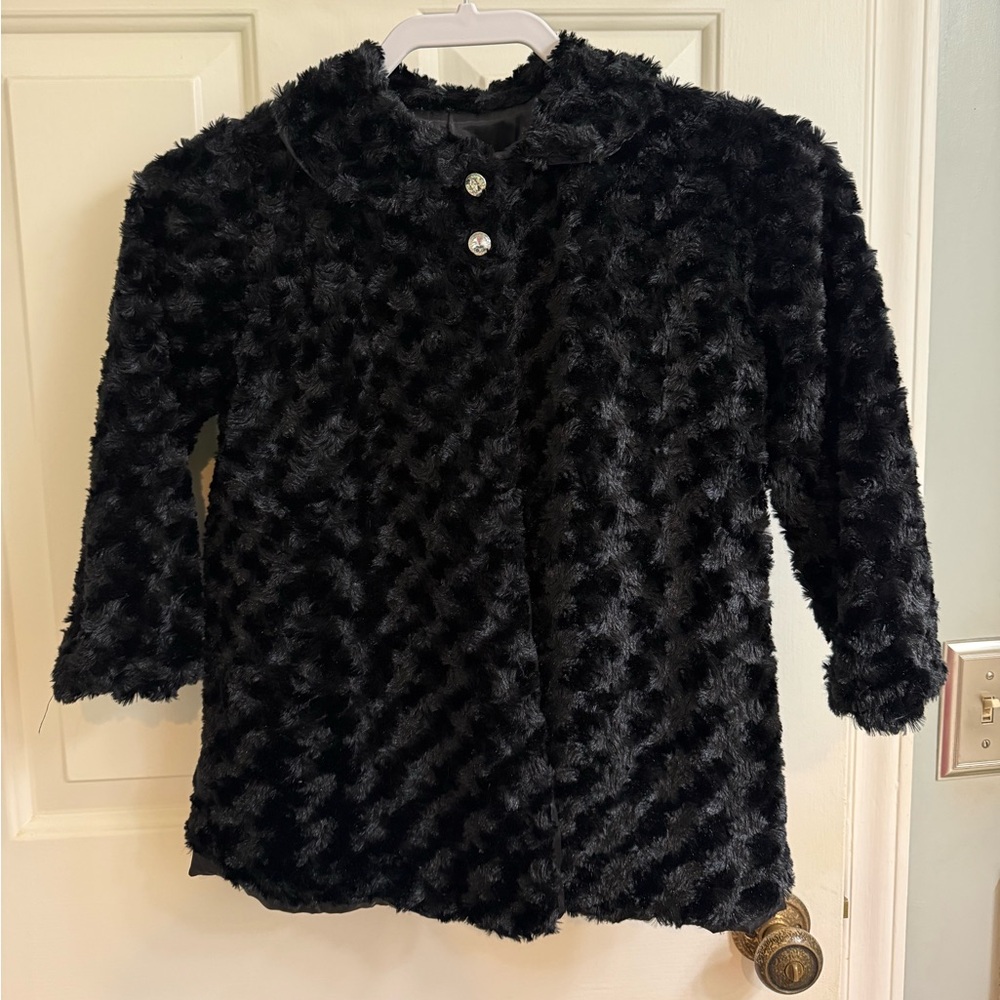 Kid Fashion Girls Faux Fur Jewel Jacket Size 10